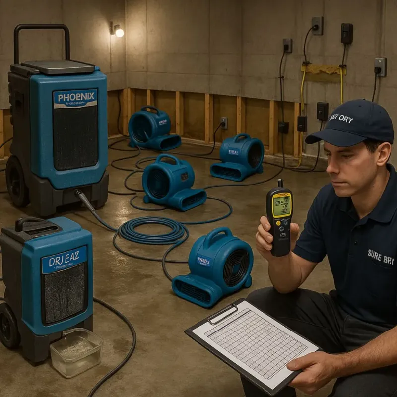 Structural Drying and Dehumidification process in Cottonwood, MN